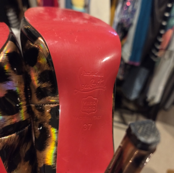 Christian Louboutin Pumps Leopard Print Peep Toe Heels - Picture 8 of 12